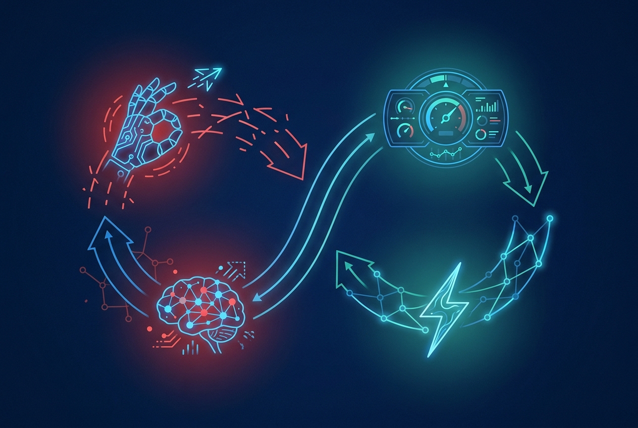 Reinforcement learning feedback loop - agents learn from observable outcomes